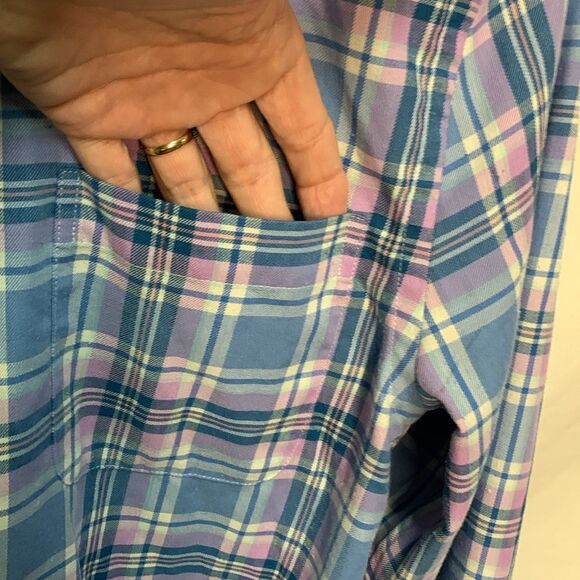 Vineyard Vines Slim Fit Murray Blue Pink Plaid Performance Flannel Shirt Size S - Picture 5 of 12
